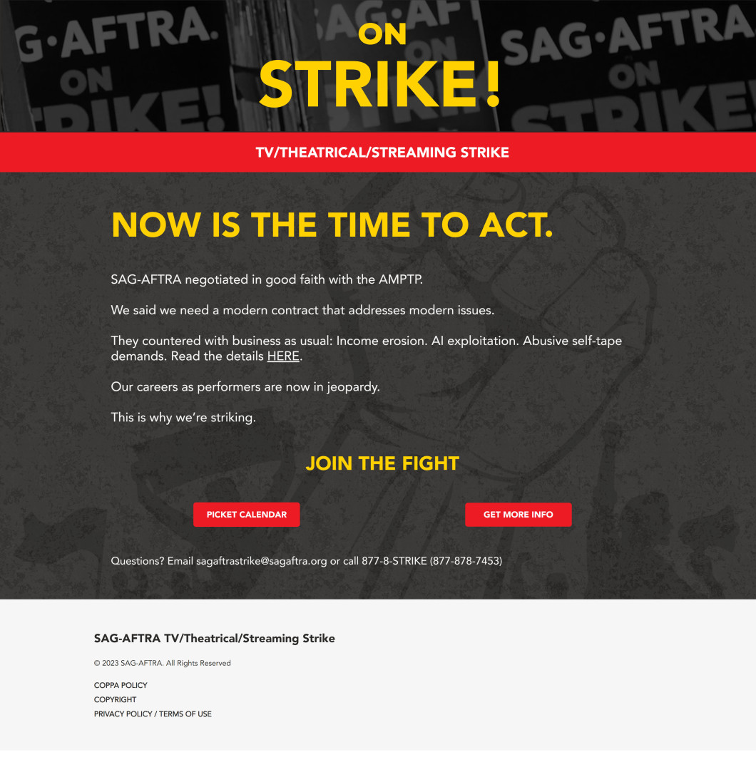 SAG-AFTRA Strike Website